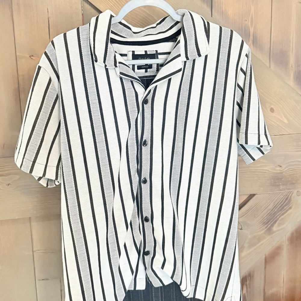 Black and White Striped Men's Shirt